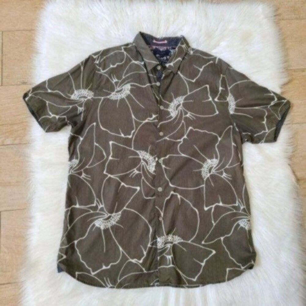 Ted baker London Men floral Print Short Sleeve Button-Up Sh…